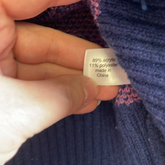 LANE BRYANT UEC Size 14/16 Long-Sleeve Mock-Neck Jacquard Cropped Sweater Blue - Picture 8 of 13